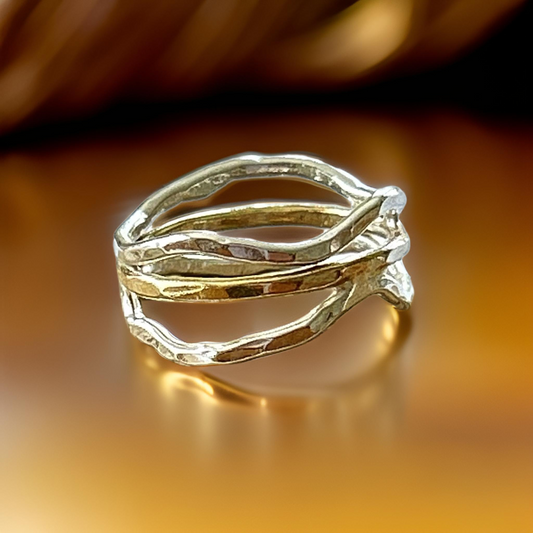 Silver And Gold Wave Ring