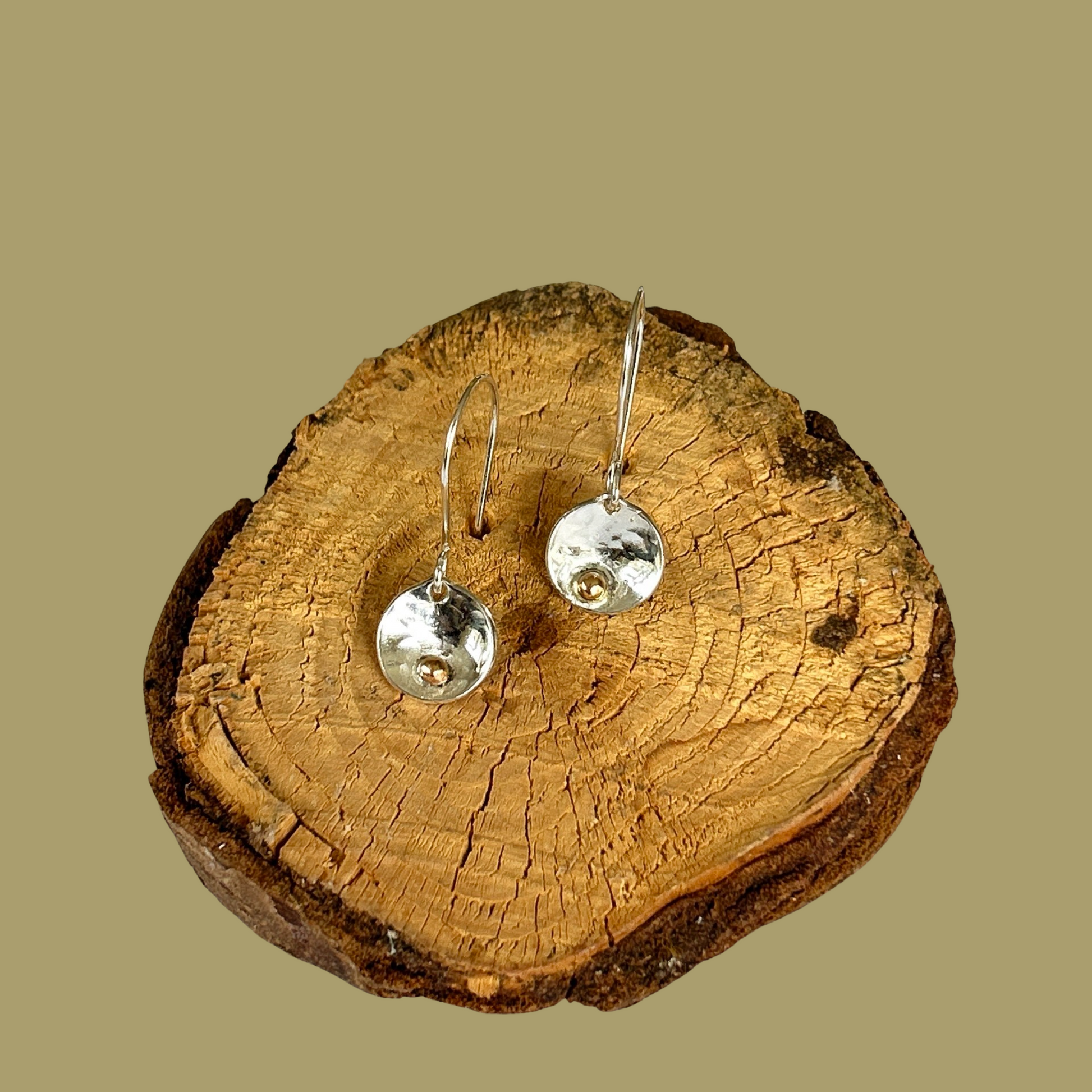 Silver Disc Earrings With Gold - Silver Lines Jewellery