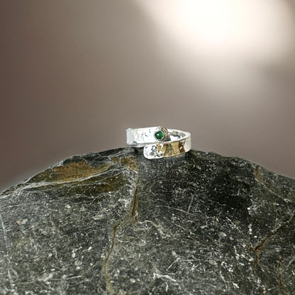 Emerald Silver Wrap Ring