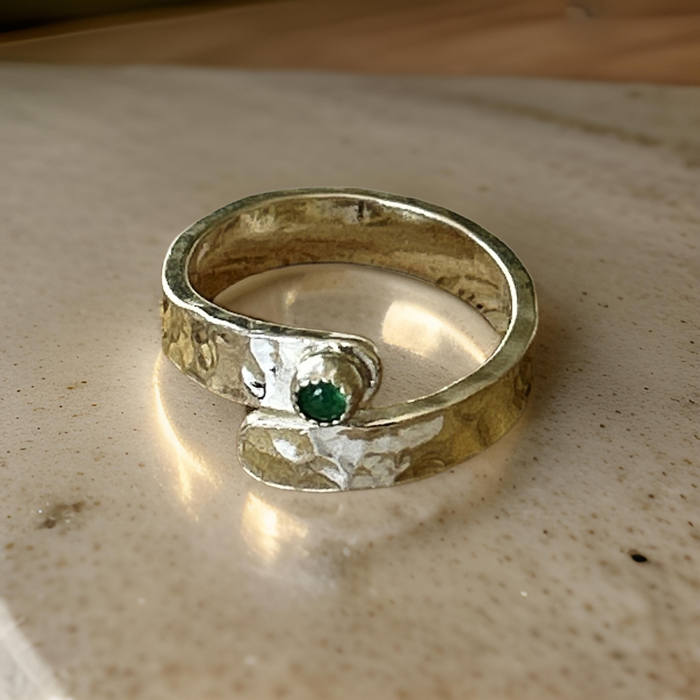 Emerald Silver Wrap Ring