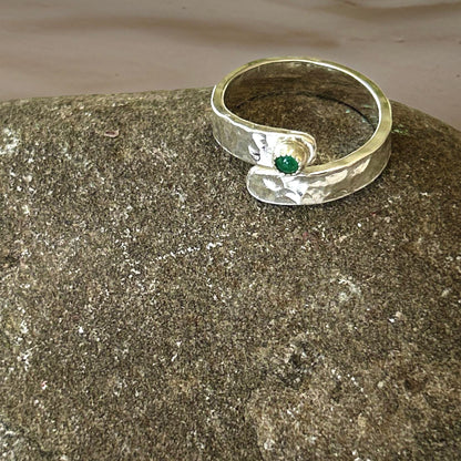 Emerald Silver Wrap Ring