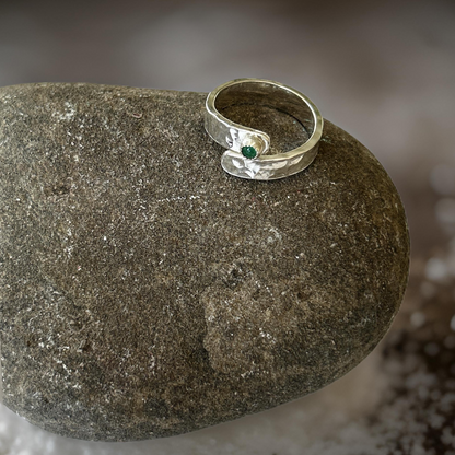 Emerald Silver Wrap Ring