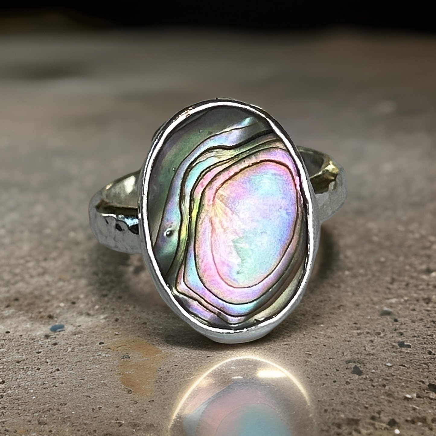 Silver Abalone Paua Shell Ring