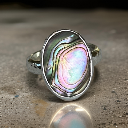 Silver Abalone Paua Shell Ring