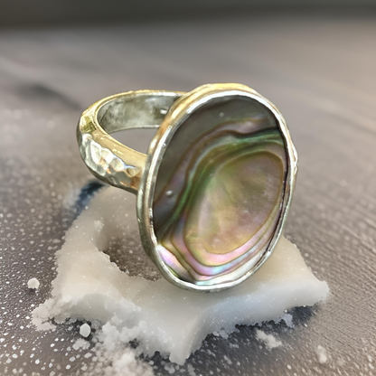 Silver Abalone Paua Shell Ring