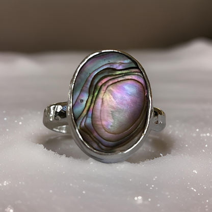 Silver Abalone Paua Shell Ring