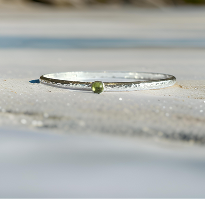 Silver Peridot Birthstone Bangle - SilverLines Jewellery