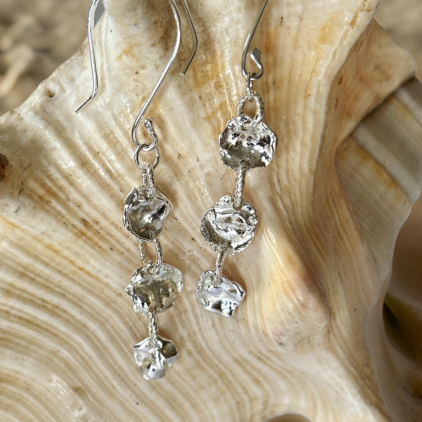 Organic Silver  Drop Earrings