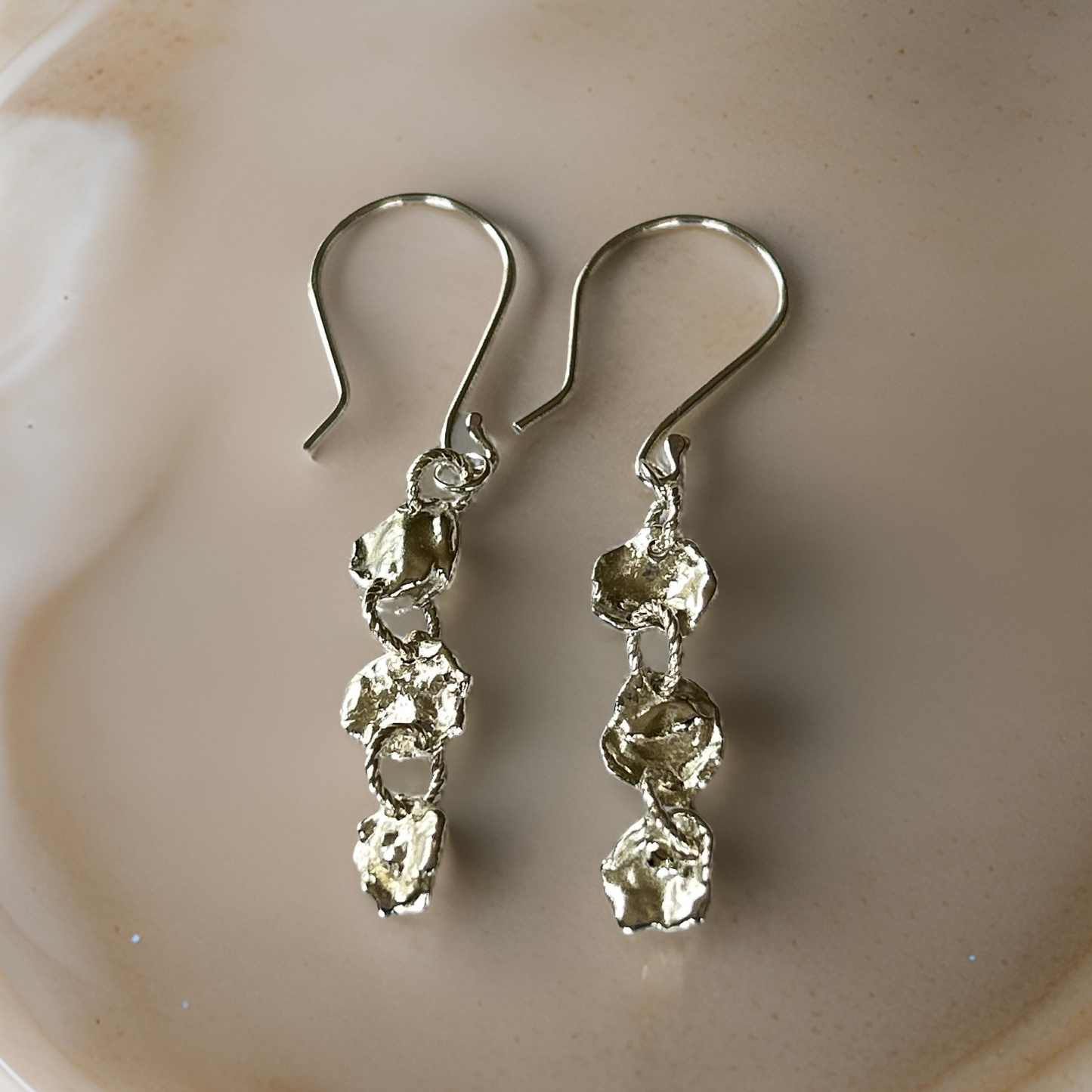 Organic Silver  Drop Earrings