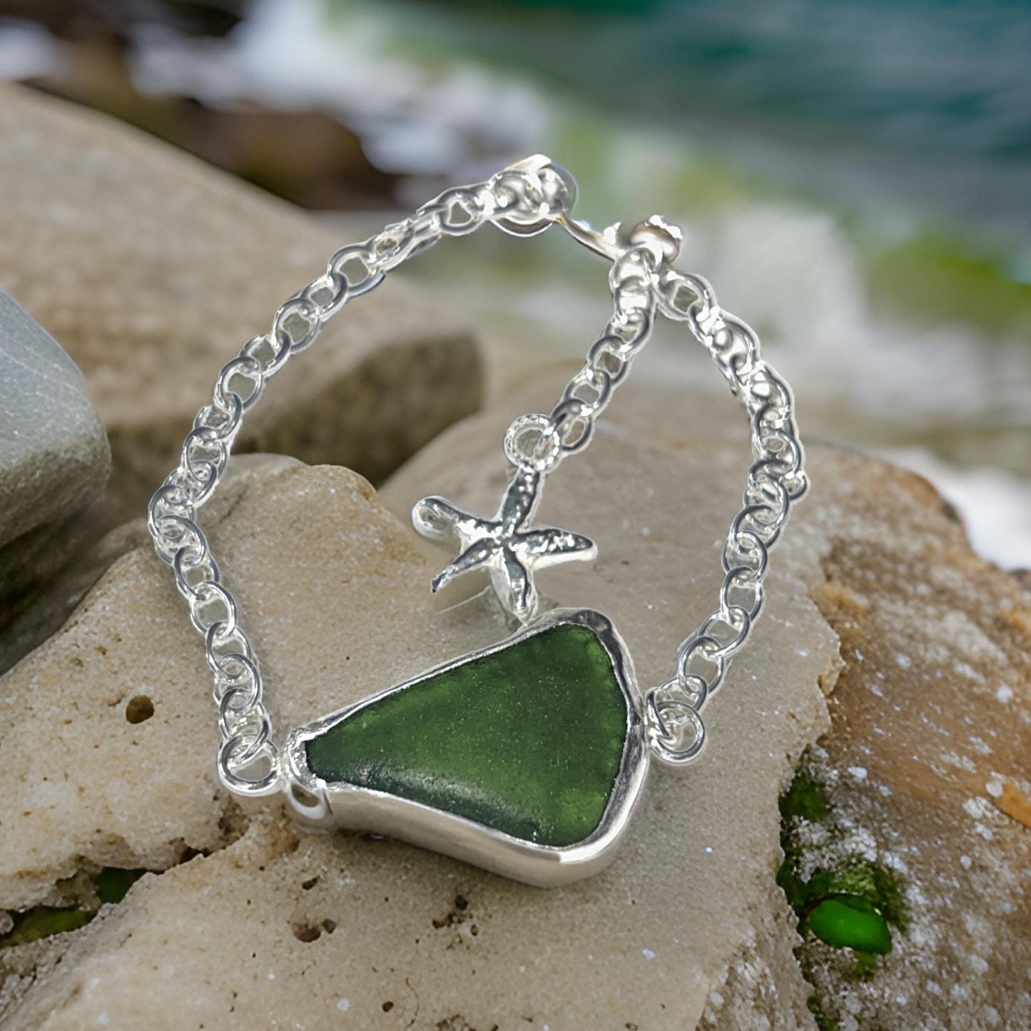 Sea Glass Bracelet Seashell Charm