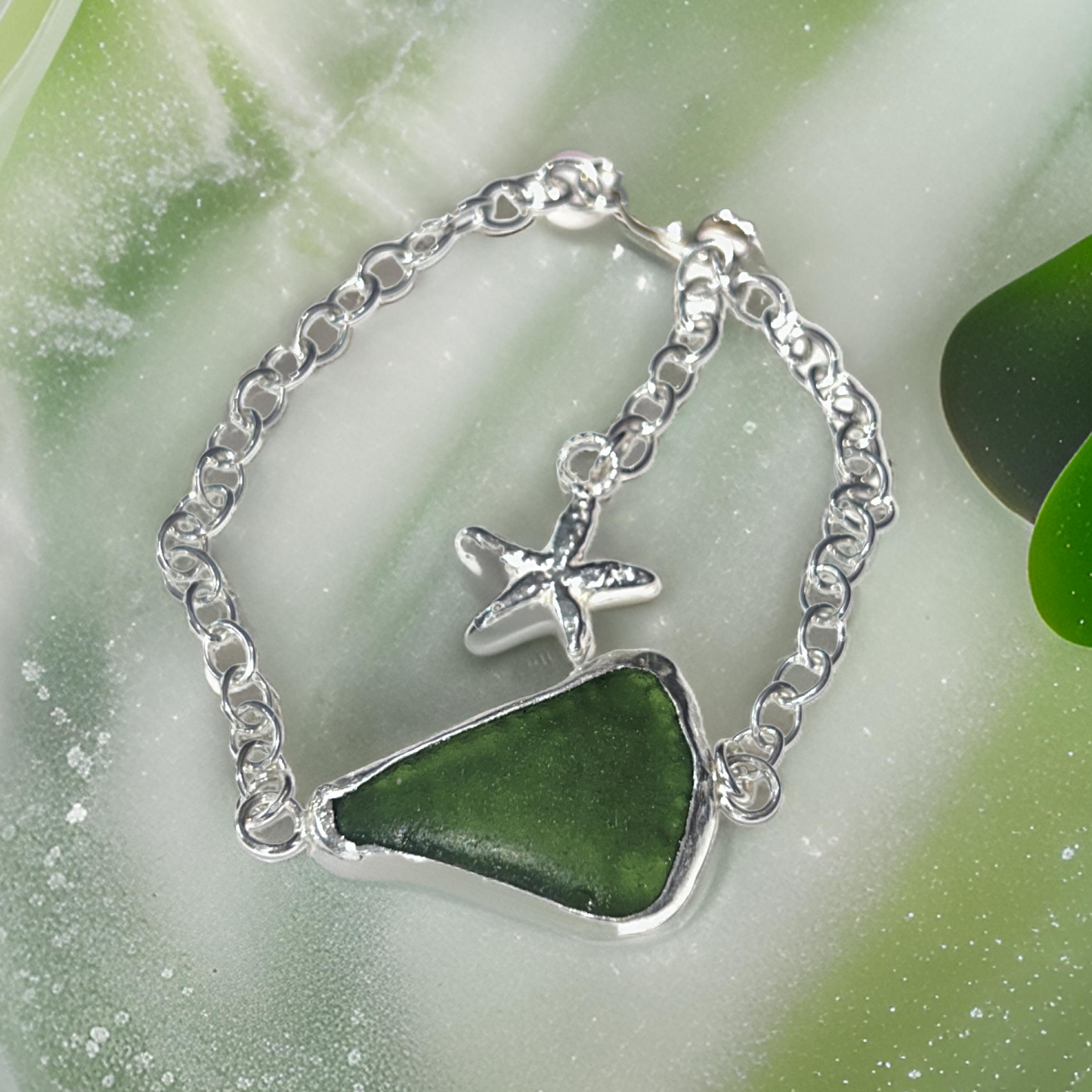 Sea Glass Bracelet Seashell Charm