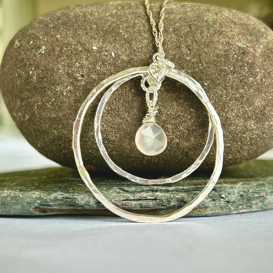 Pink Quartz Hoop Necklace