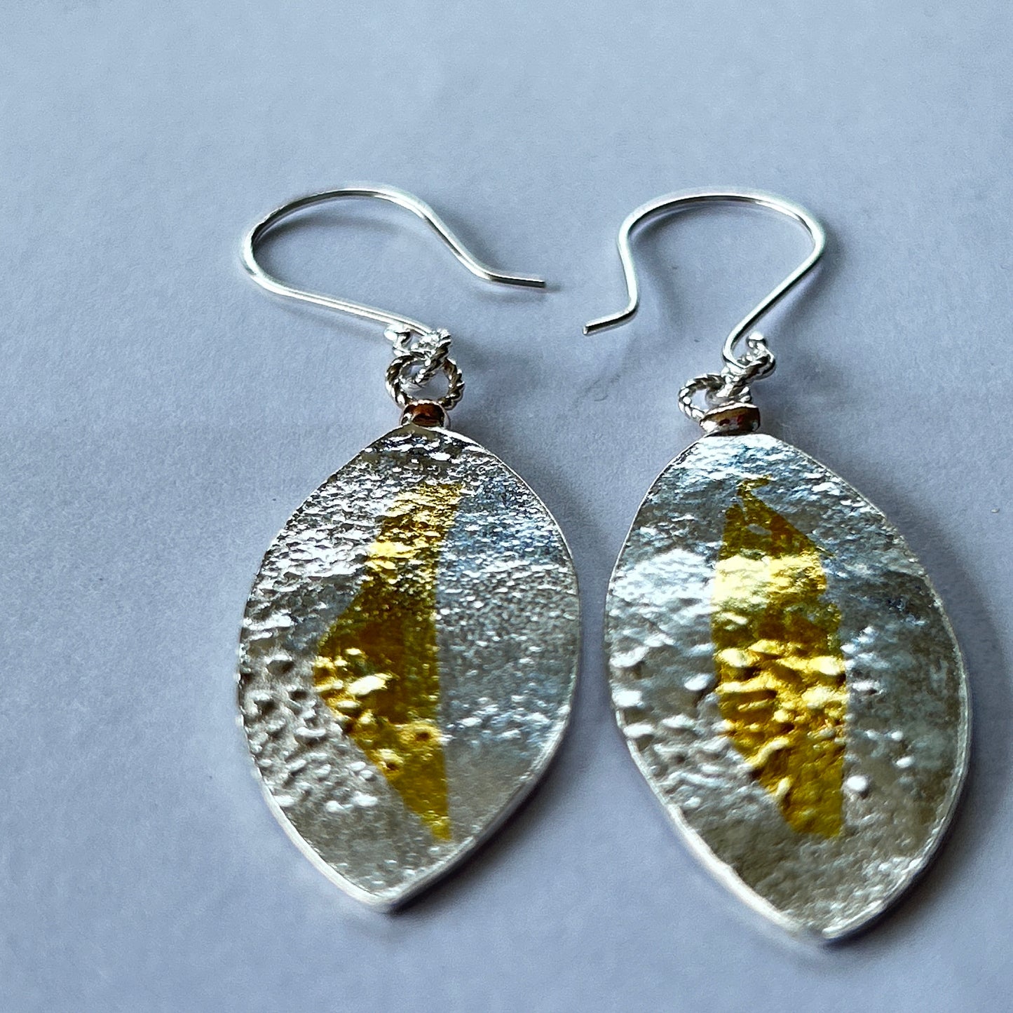 Silver With Gold Leaf Earrings