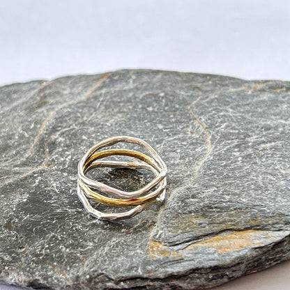 Silver And Gold Wave Ring