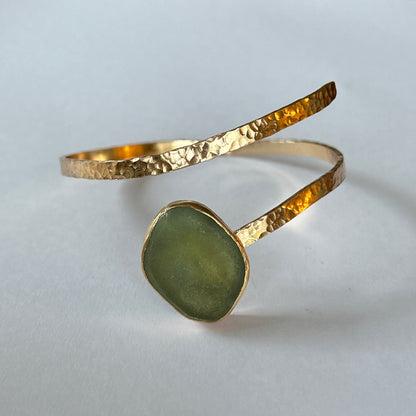 Gold Sea Glass Wrap Bangle