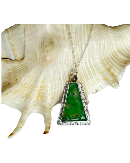 Chrysoprase Lush Green Necklace - Silver Lines Jewellery