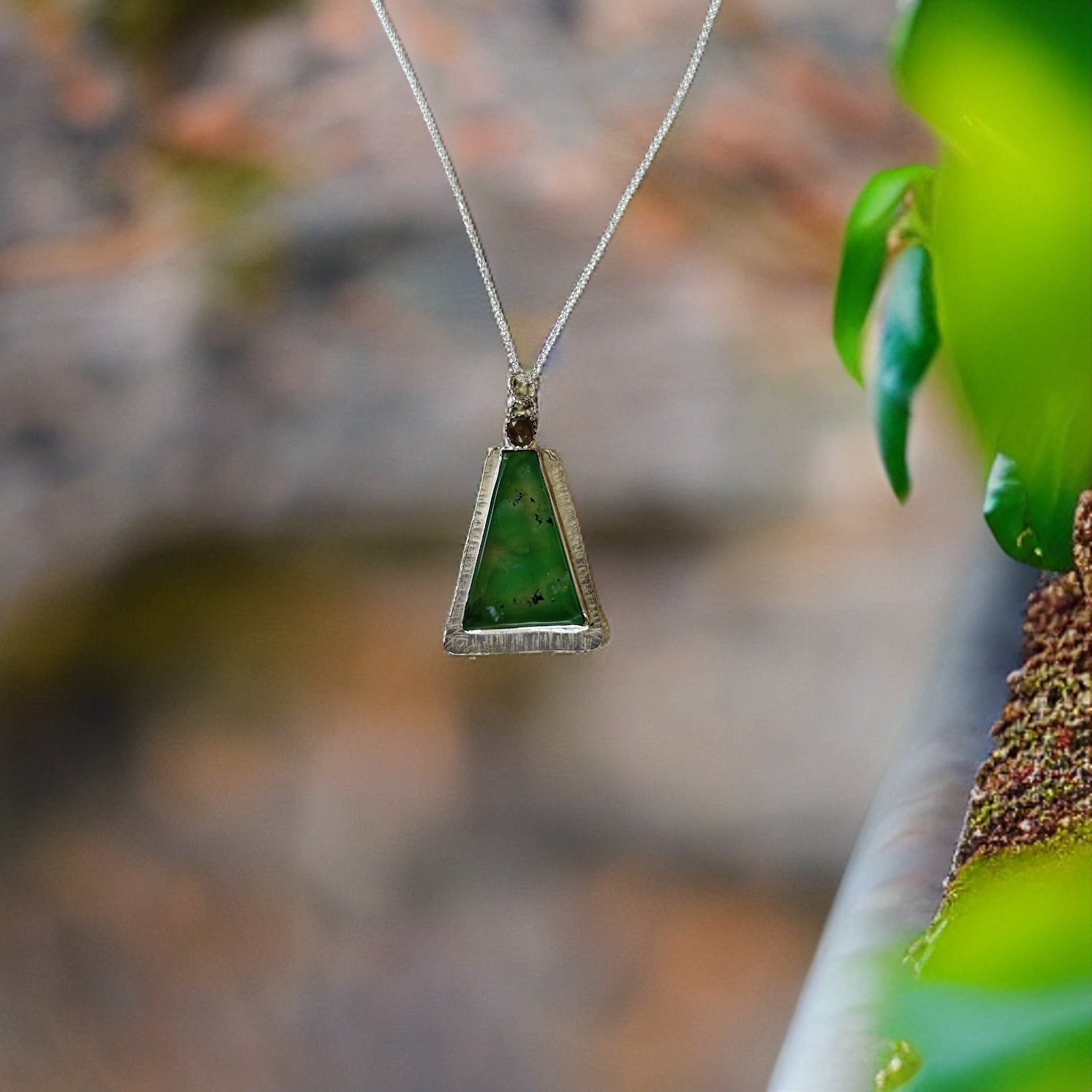 Chrysoprase Lush Green Necklace - Silver Lines Jewellery