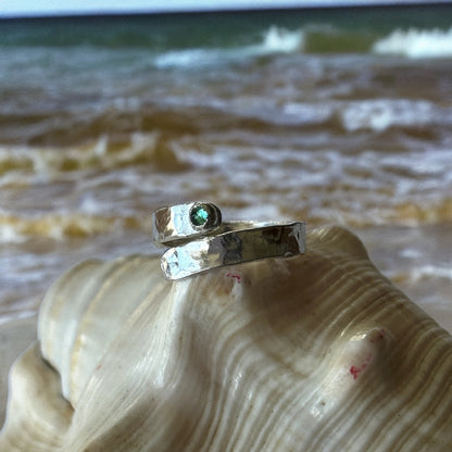 Emerald Silver Wrap Ring - Silver Lines Jewellery