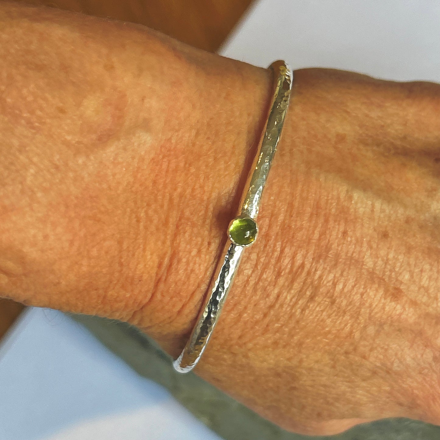 Peridot Silver Bangle - SilverLines Jewellery