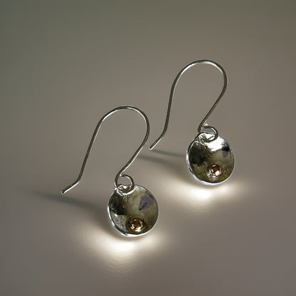 Silver Disc Earrings With Gold - Silver Lines Jewellery