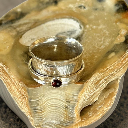 Garnet  Spinner Ring - Silver Lines Jewellery