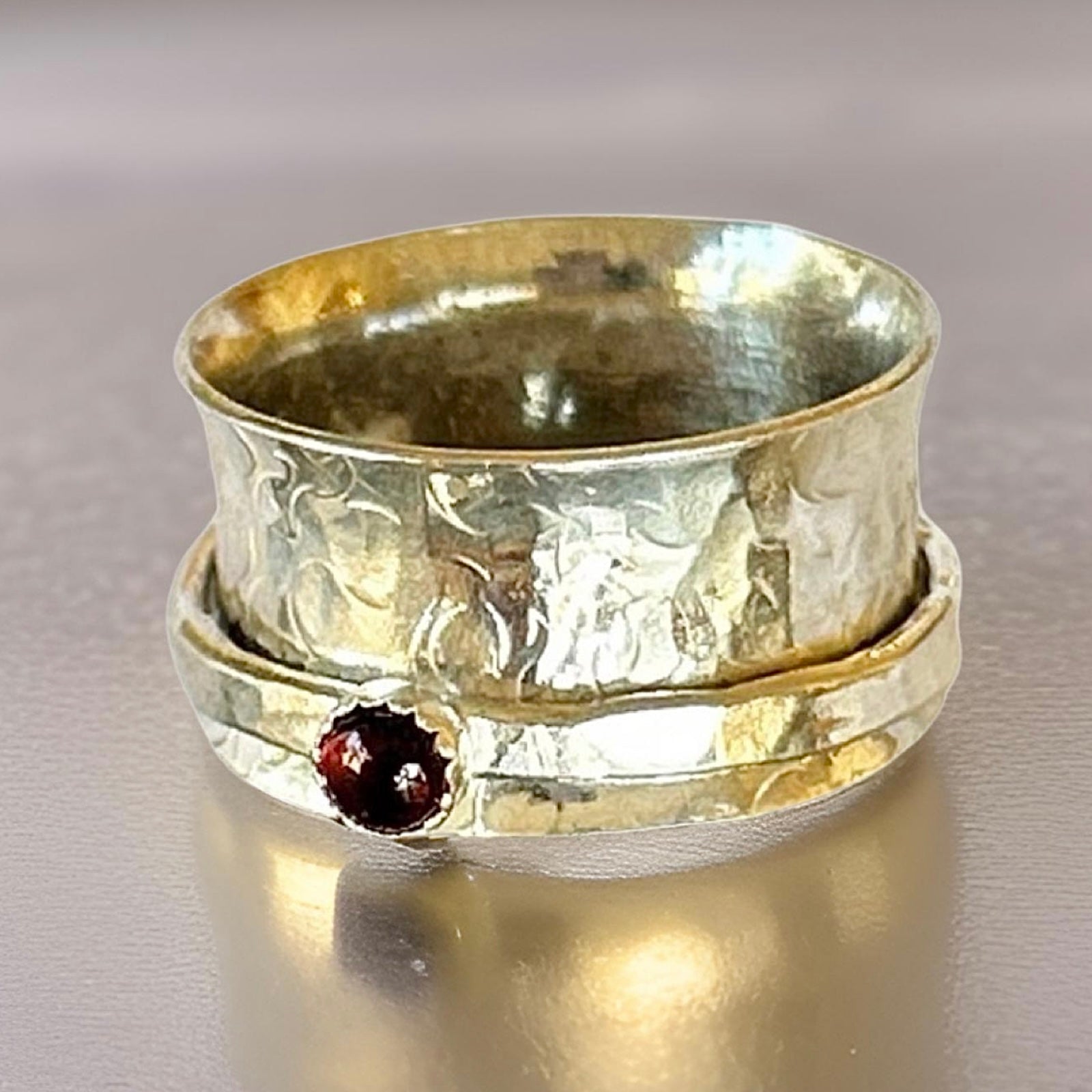 Garnet  Spinner Ring - Silver Lines Jewellery