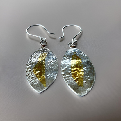 Silver With Gold Leaf Earrings