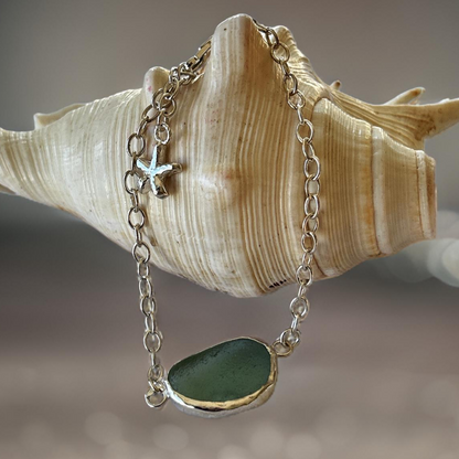 Sea Glass Bracelet Seashell Charm