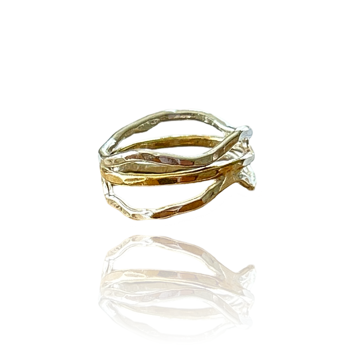 Silver And Gold Wave Ring