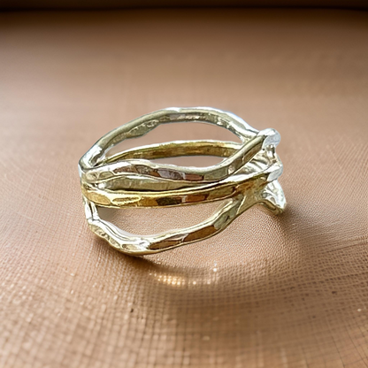 Silver And Gold Wave Ring