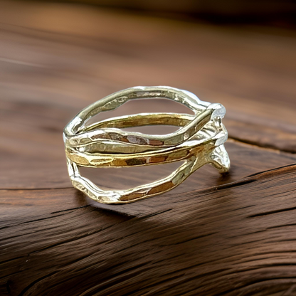 Silver And Gold Wave Ring