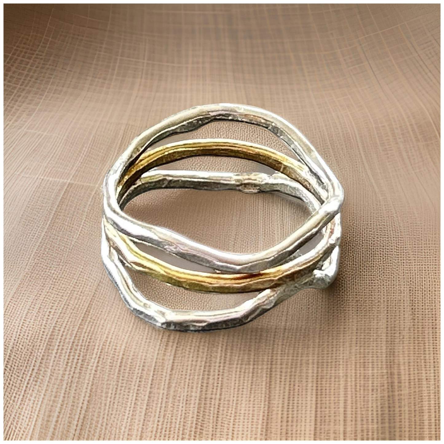 Silver And Gold Wave Ring