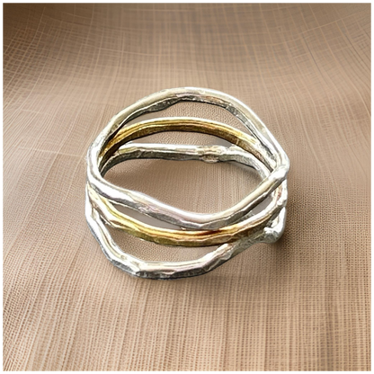 Silver And Gold Wave Ring