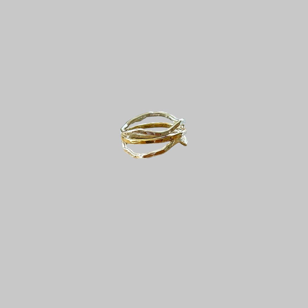 Silver And Gold Wave Ring