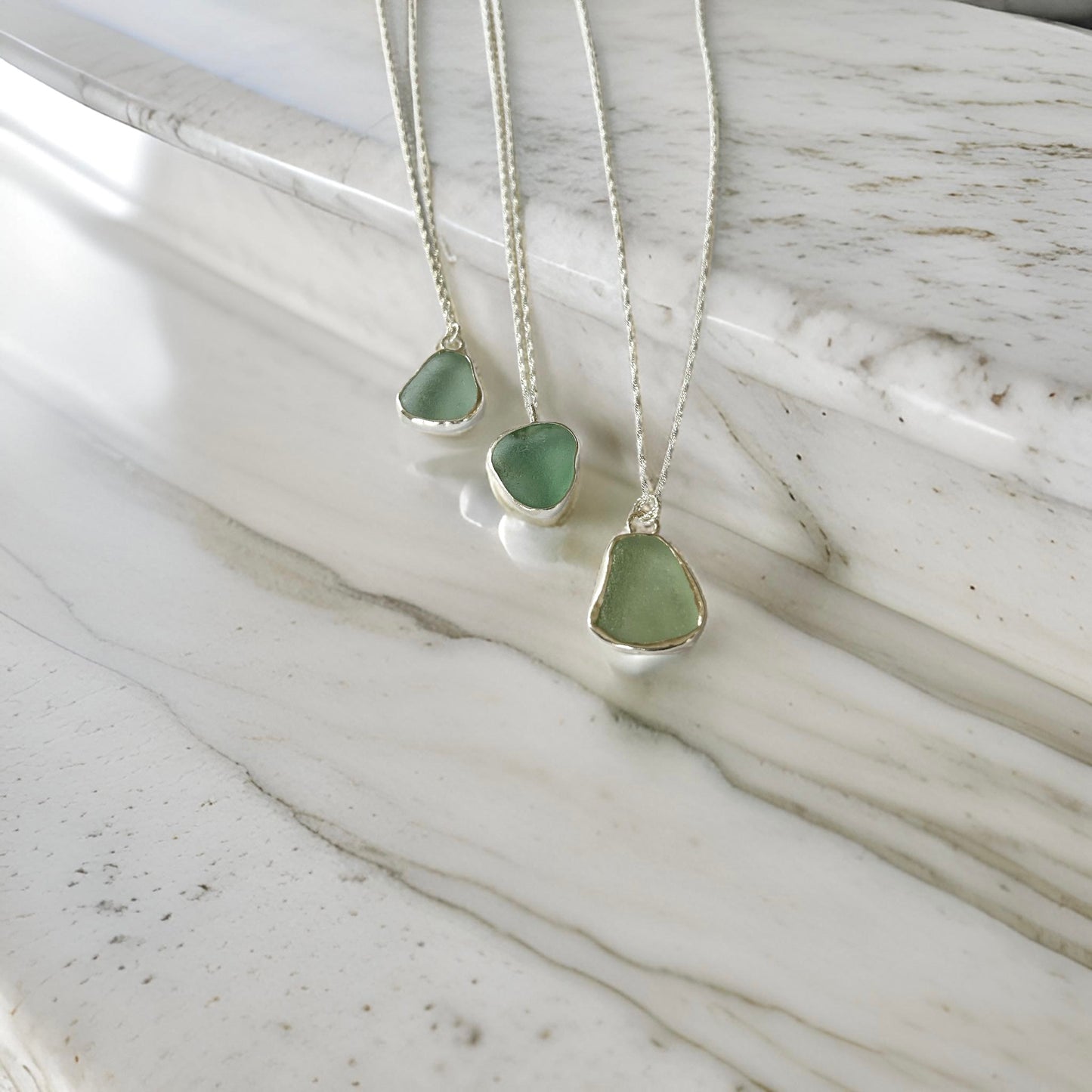 Ocean Sea Glass Necklace Sea Foam