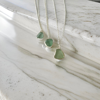 Ocean Sea Glass Necklace Sea Foam