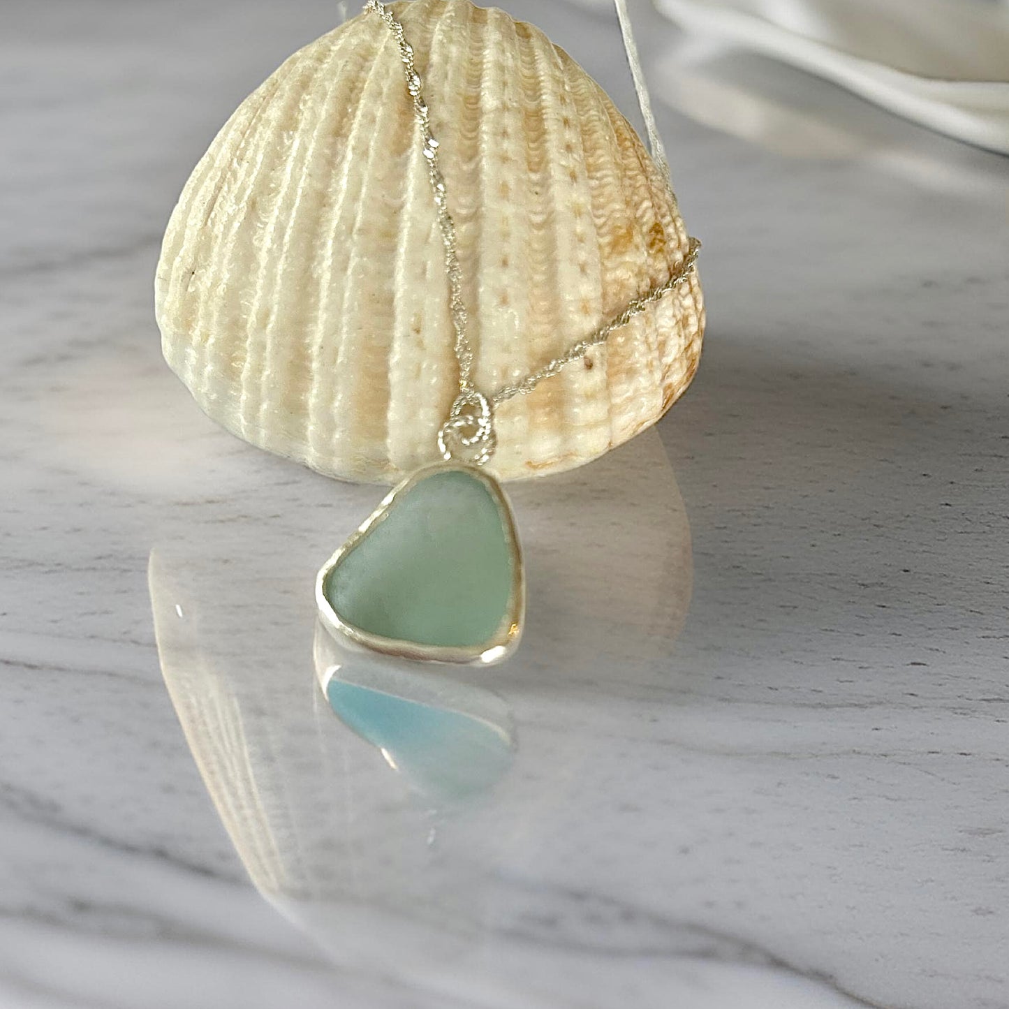 Ocean Sea Glass Necklace Sea Foam