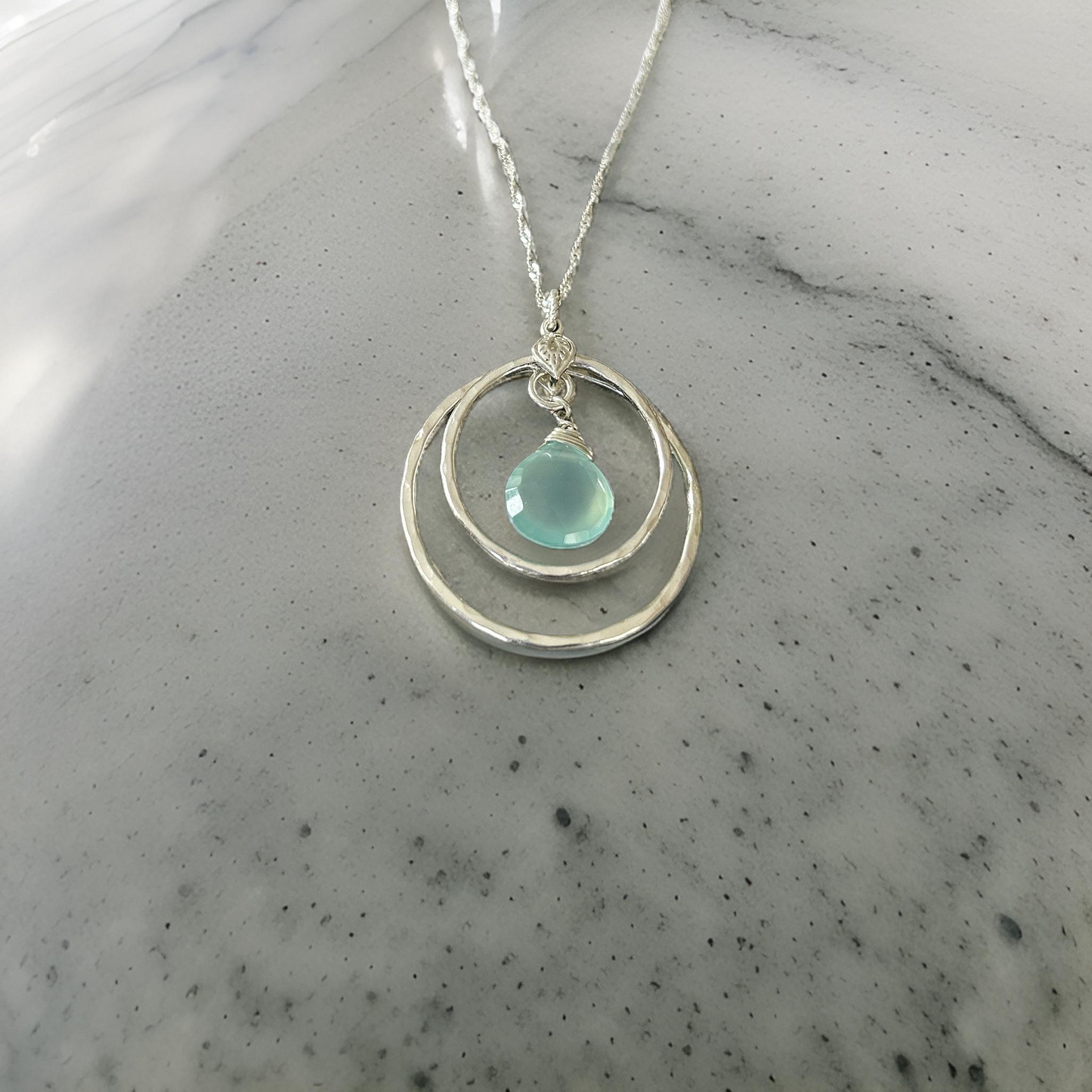 Chalcedony Hoop Necklace