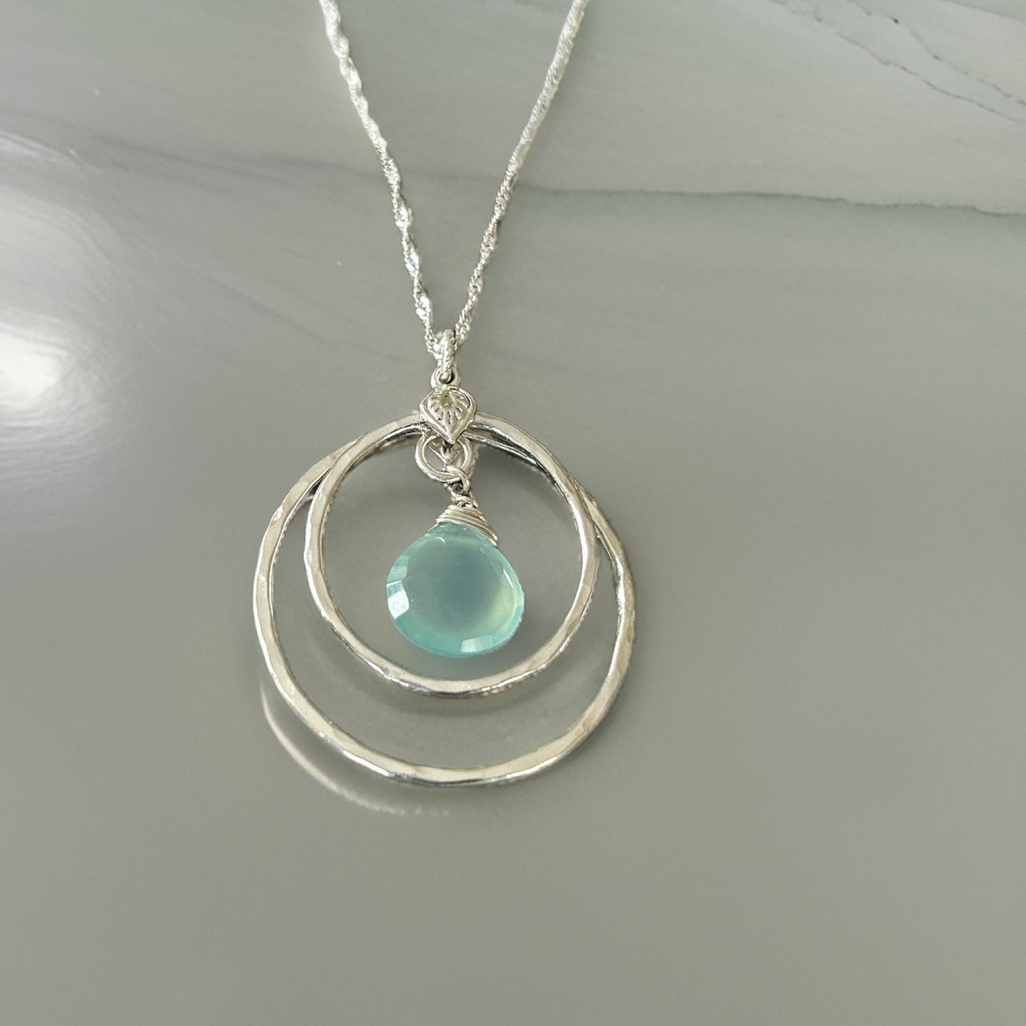 Chalcedony Hoop Necklace