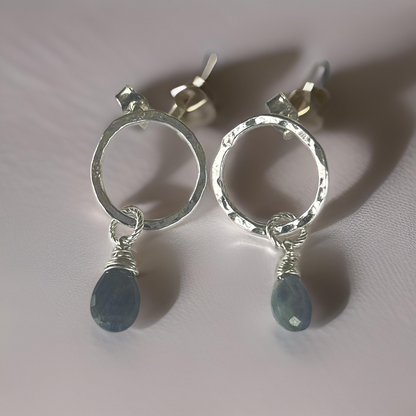 Sapphire Silver Earrings