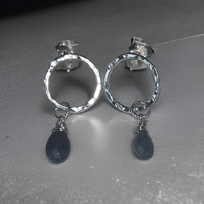 Sapphire Silver Earrings