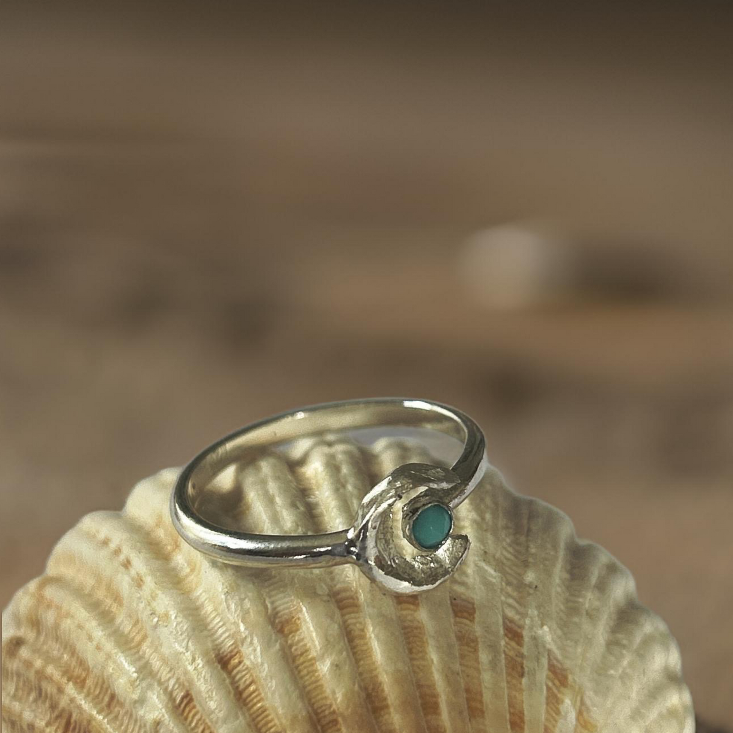 Turquoise Silver Moon Ring