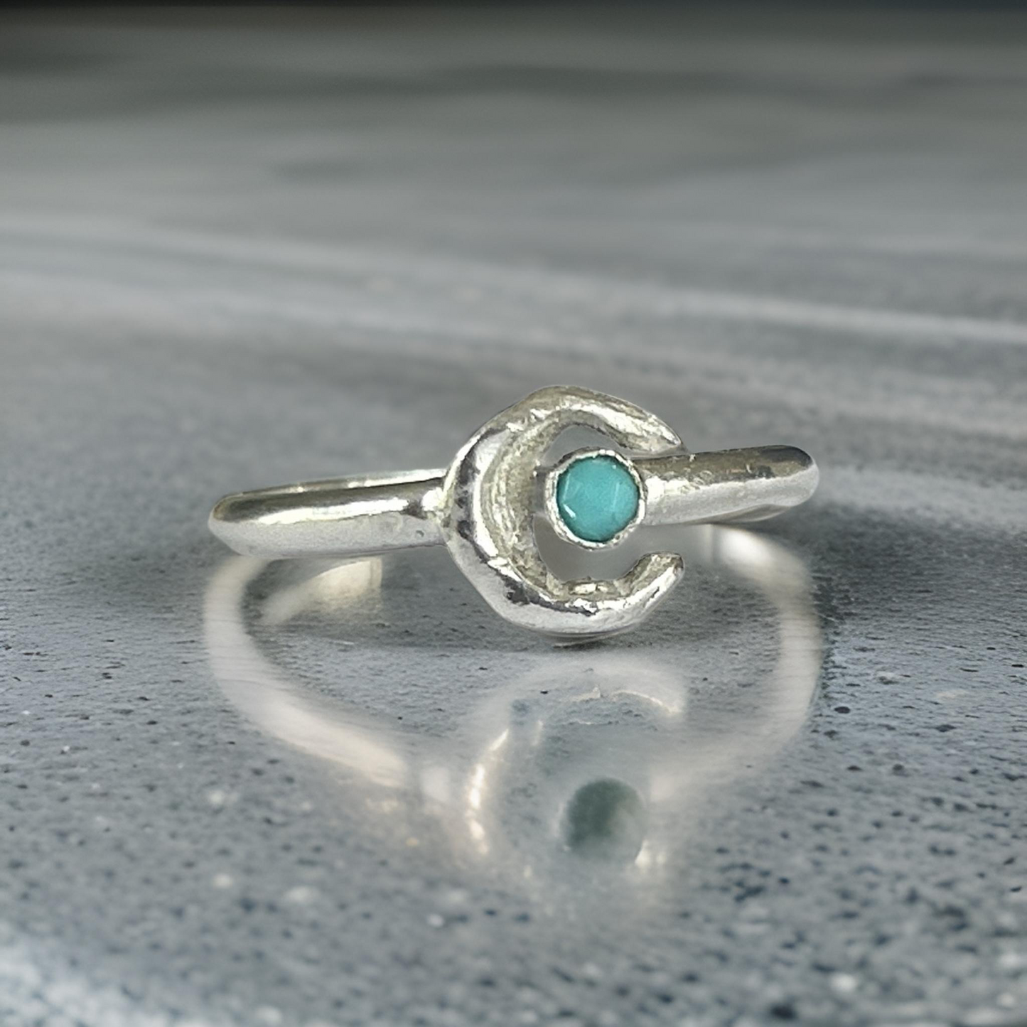 Turquoise Silver Moon Ring