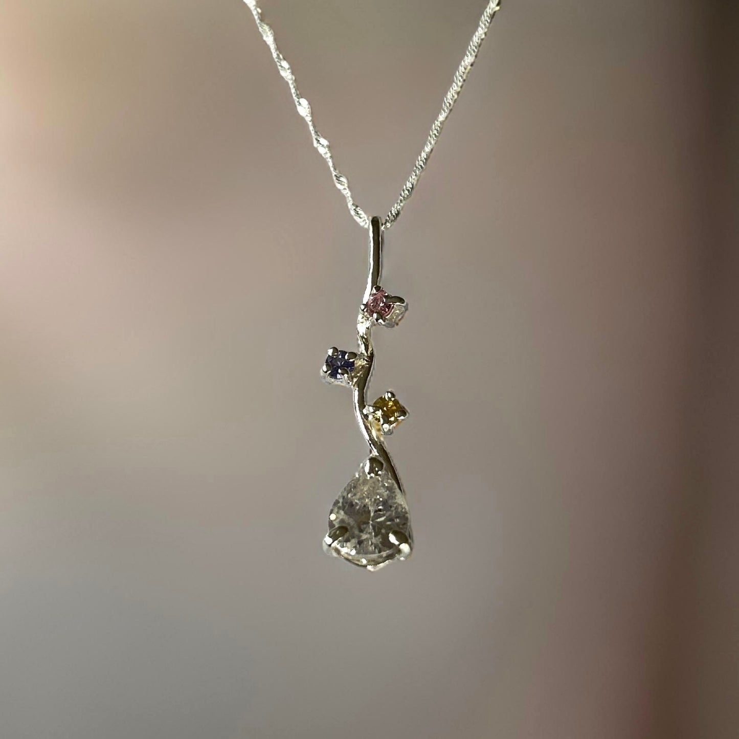 Delicate Cubic Zirconia Teardrop Pendant