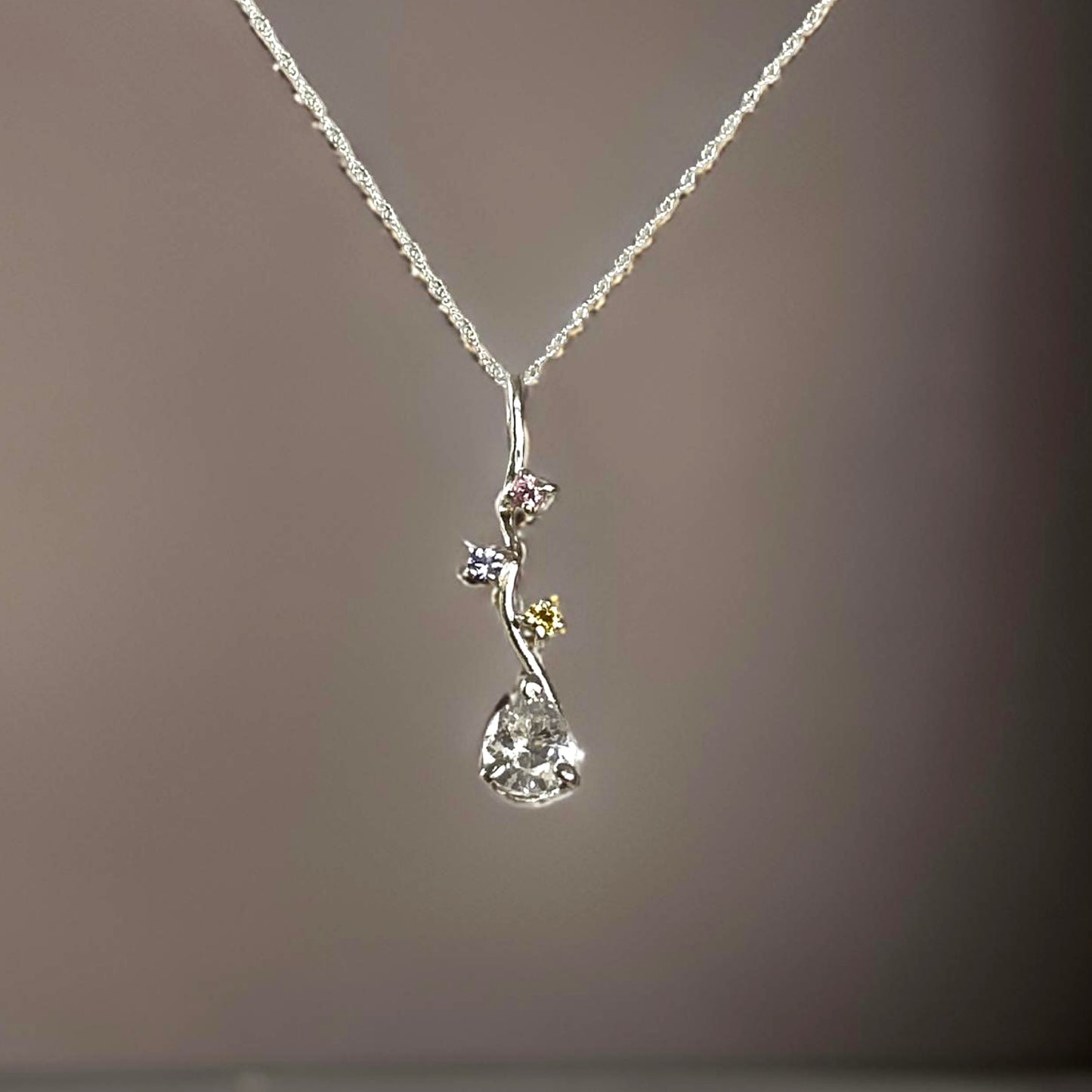 Delicate Cubic Zirconia Teardrop Pendant