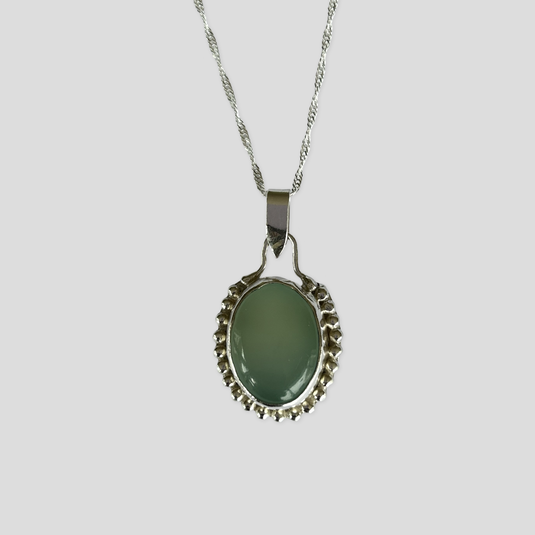 Granulated Chalcedony Silver Necklace