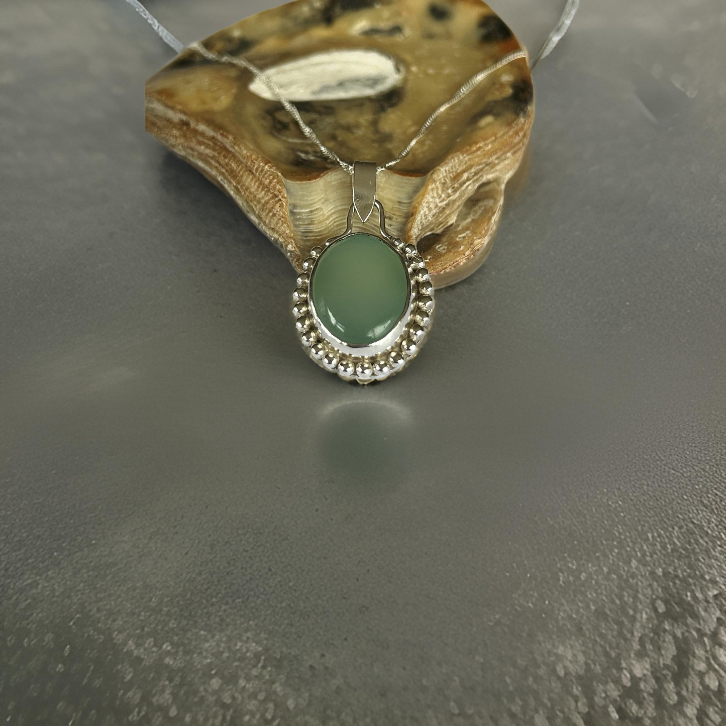 Granulated Chalcedony Silver Necklace