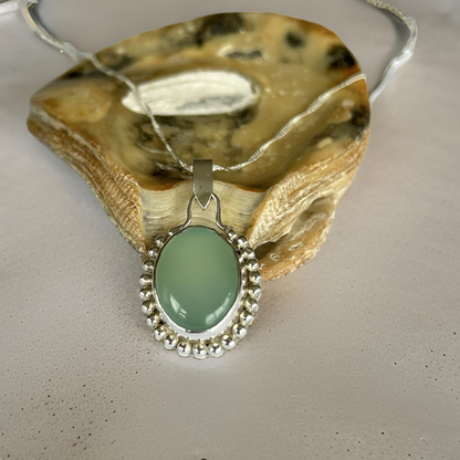 Granulated Chalcedony Silver Necklace