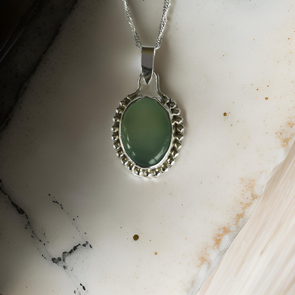 Granulated Chalcedony Silver Necklace