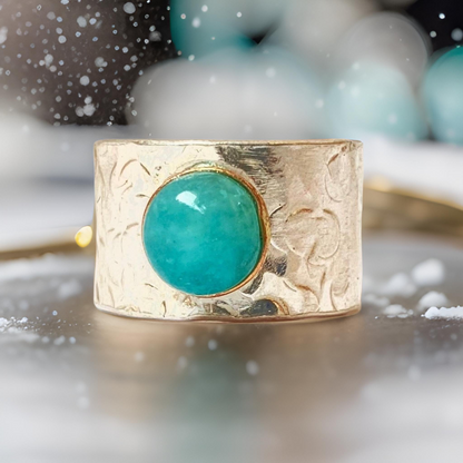 Amazonite Silver Statement Ring